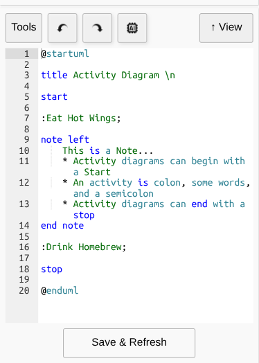 PlantText mobile editor view