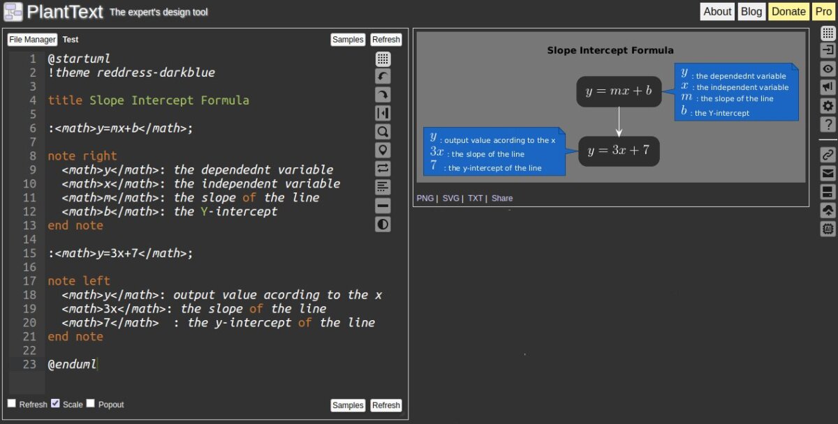 PlantText in Dark Mode